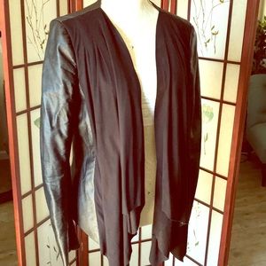 Black Faux Leather & Suede Jacket